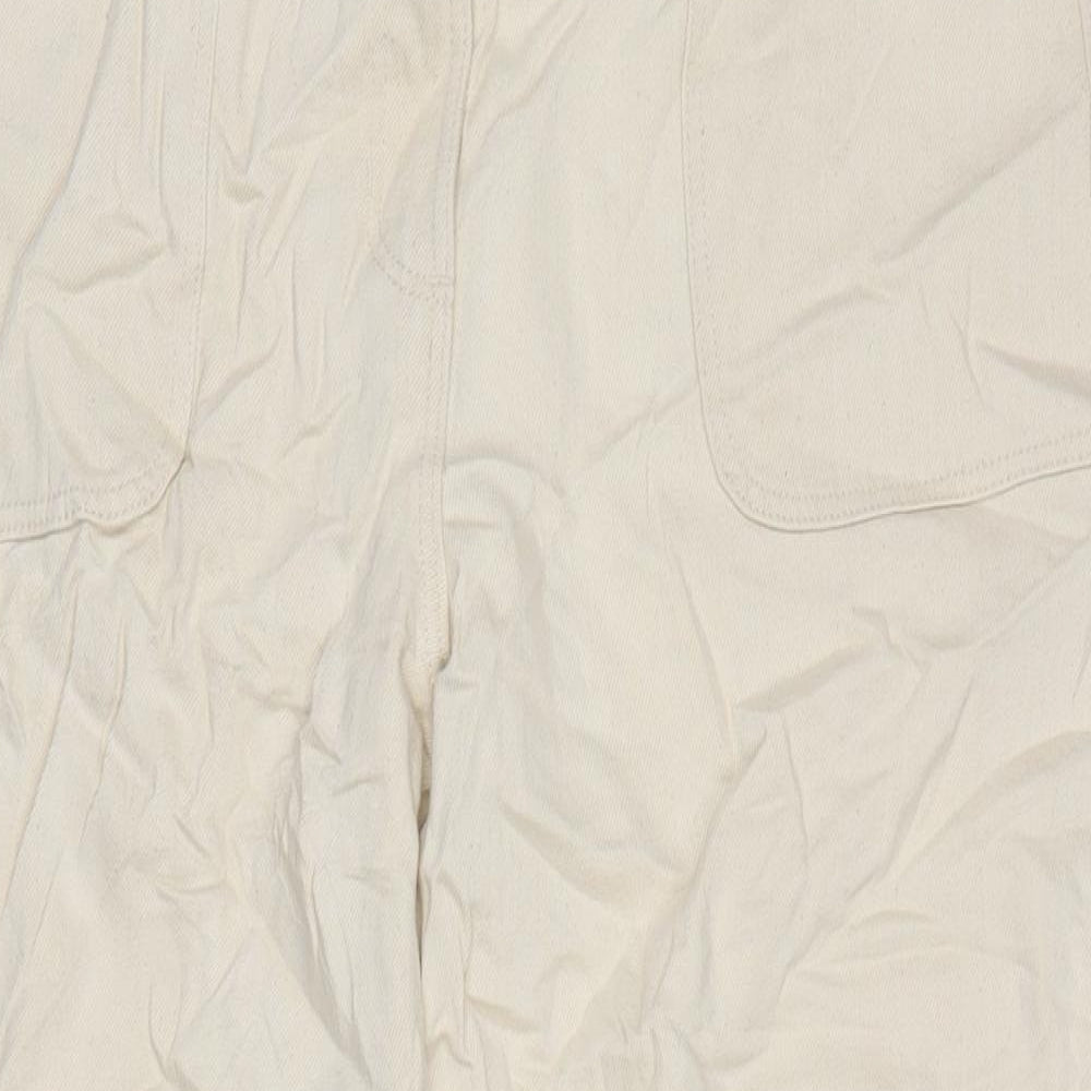 Marks and Spencer Womens Ivory Cotton Straight Jeans Size 14 L26.5 in Regular Zip
