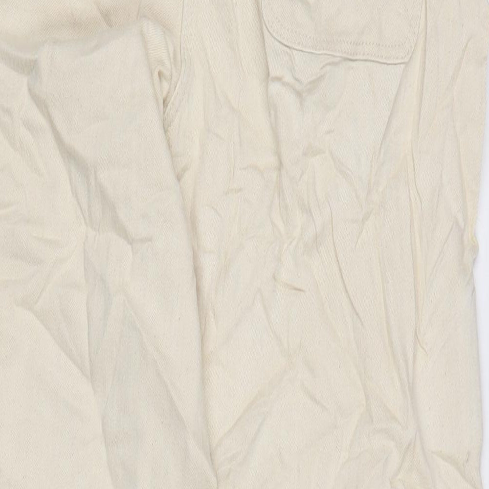 Marks and Spencer Womens Ivory Cotton Straight Jeans Size 14 L26.5 in Regular Zip
