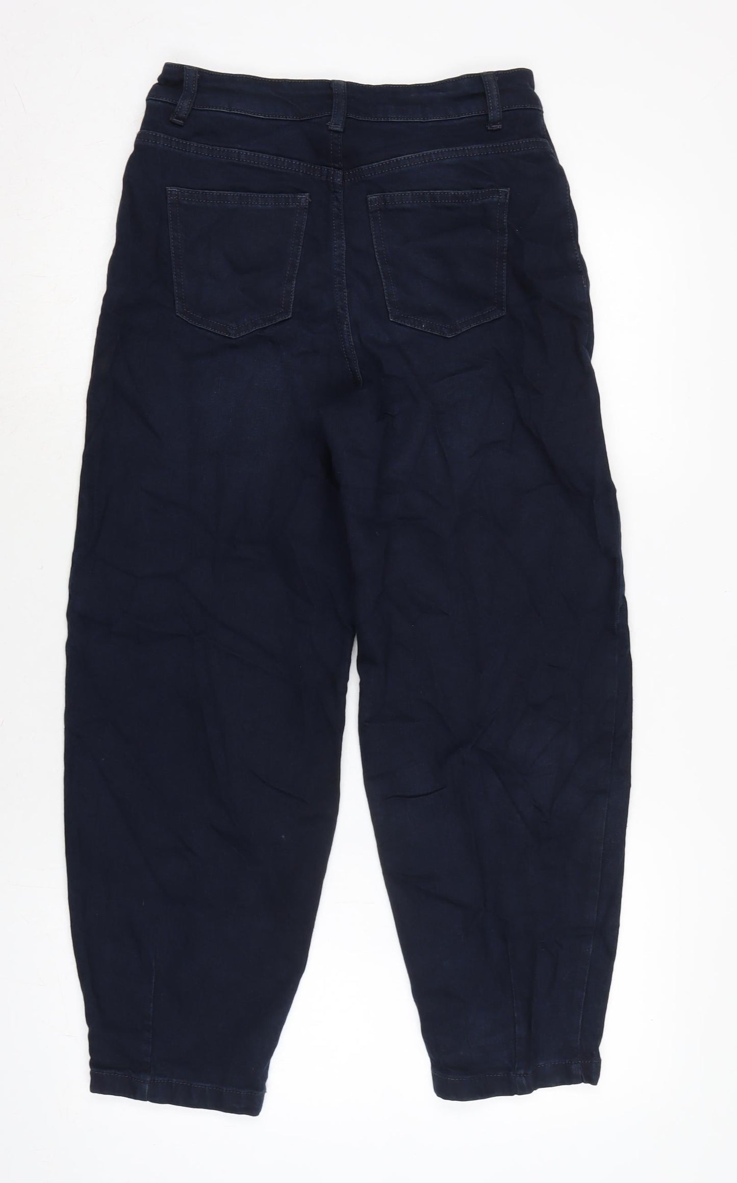 Marks and Spencer Womens Blue Cotton Tapered Jeans Size 8 L25 in Regular Zip
