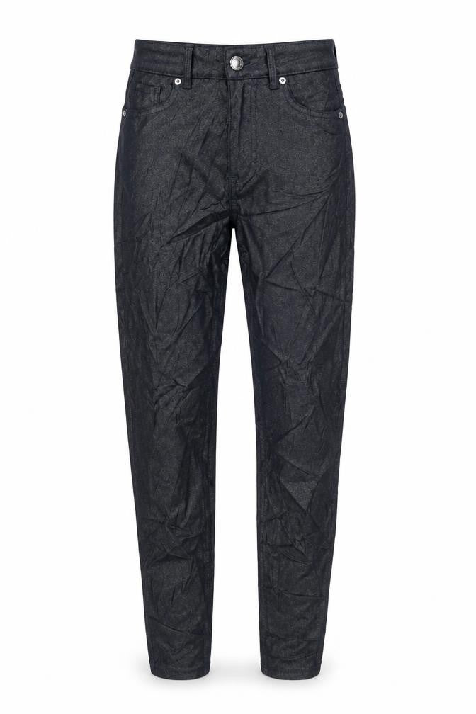 Marks & Spencer Womens Blue Cotton Trousers Size 8 L27.5 in Regular Zip - SHIMMER EFFECT.