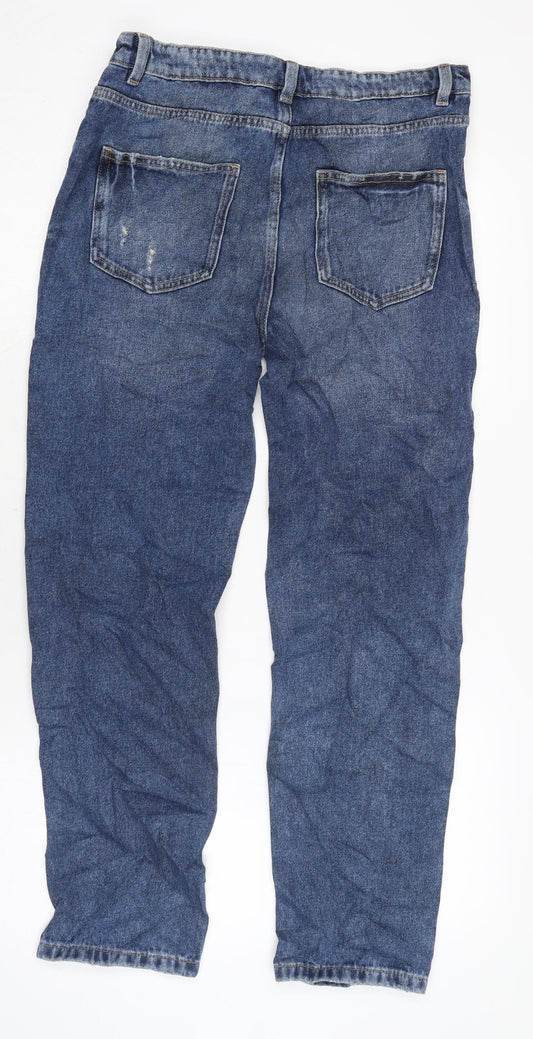 Marks and Spencer Girls Blue Cotton Skinny Jeans Size 14 Years L28 in Regular Zip - Distressed