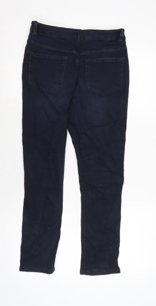 Marks and Spencer Girls Blue Cotton Skinny Jeans Size 11-12 Years L26 in Regular Zip