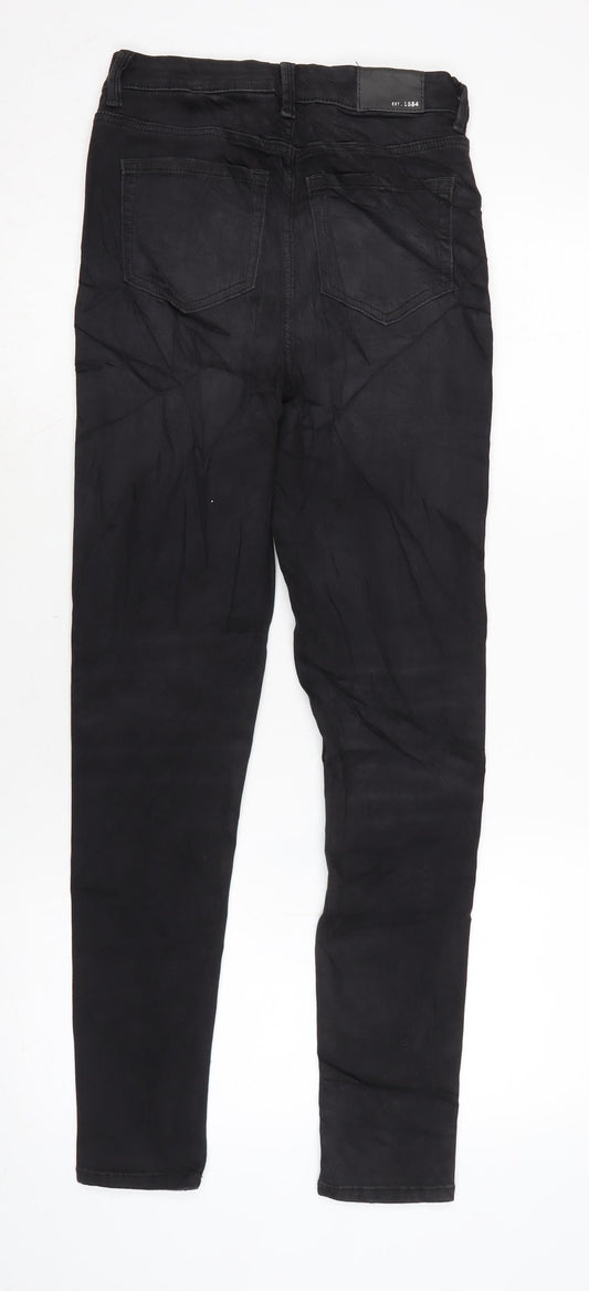 Marks and Spencer Womens Black Cotton Blend Mom Jeans Size 6 L29 in Regular Zip