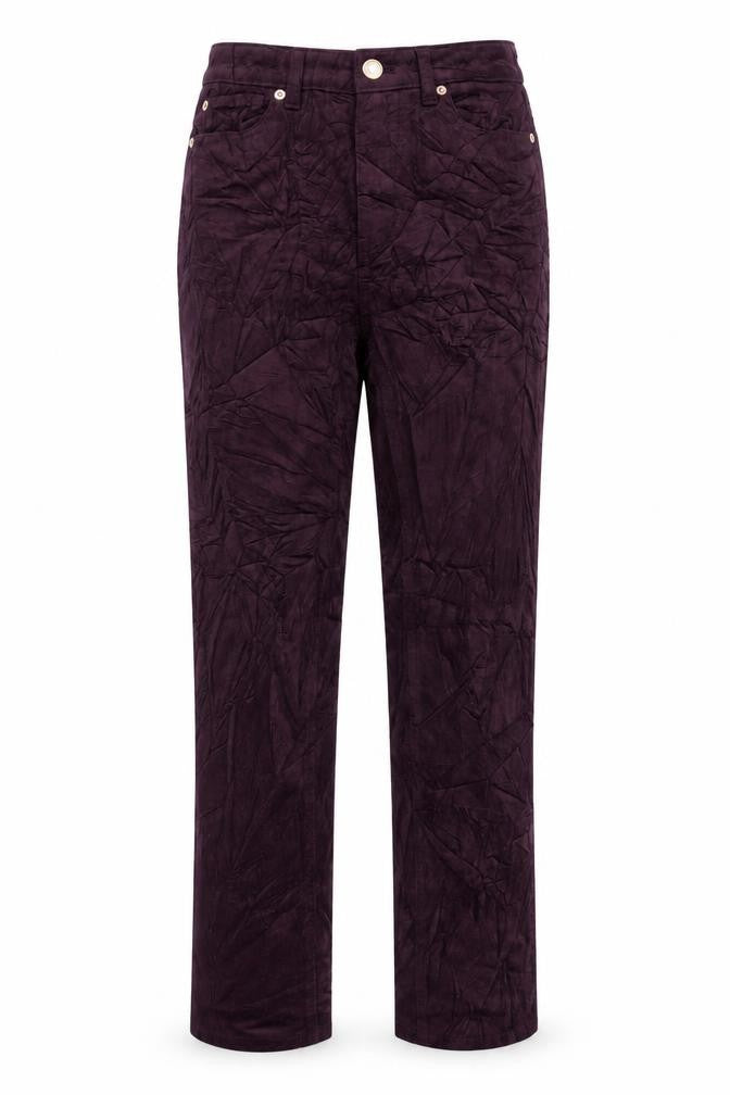 Marks & Spencer Womens Purple Cotton Trousers Size 8 L30 in Regular Zip