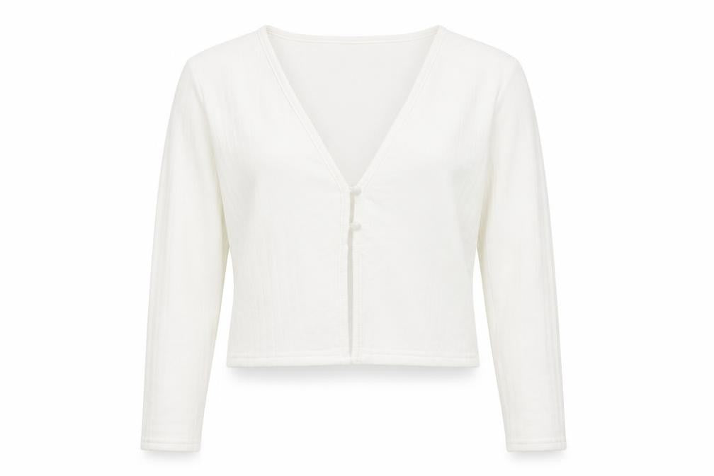 Divided by H&M Womens Ivory Polyester Basic Button-Up Size M V-Neck