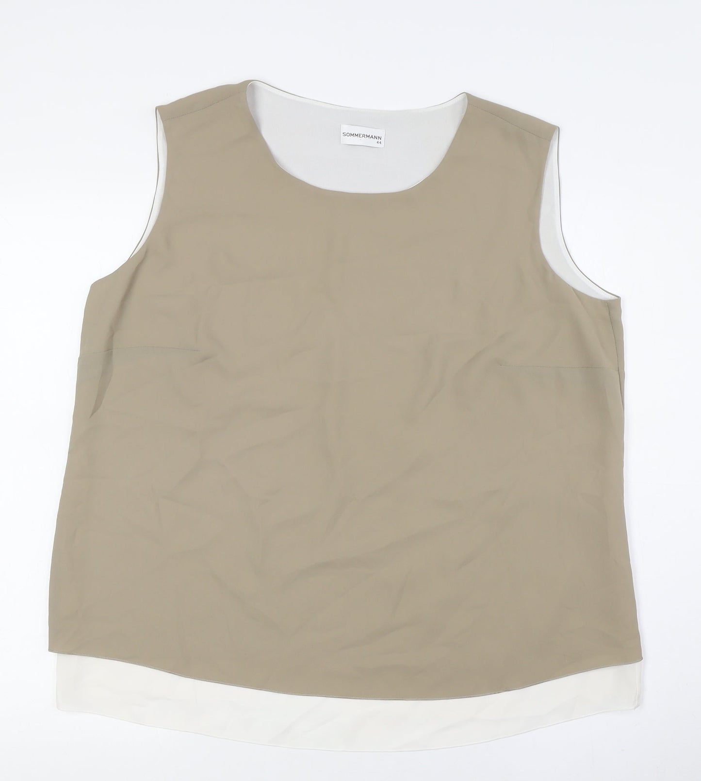SOMMERMANN Womens Beige Polyester Camisole Button-Up Size 16 Boat Neck - Layered