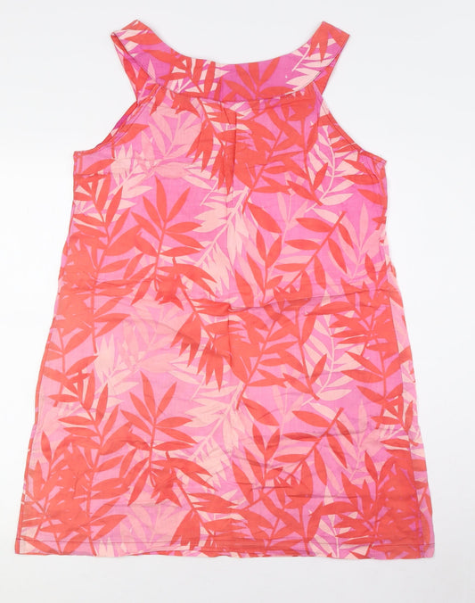 Red Herring Womens Pink Cotton A-Line Size 14 Round Neck