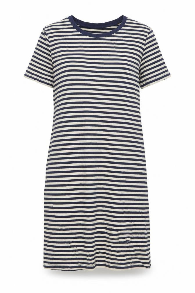 H&M Womens Blue Striped Cotton A-Line Size M Crew Neck