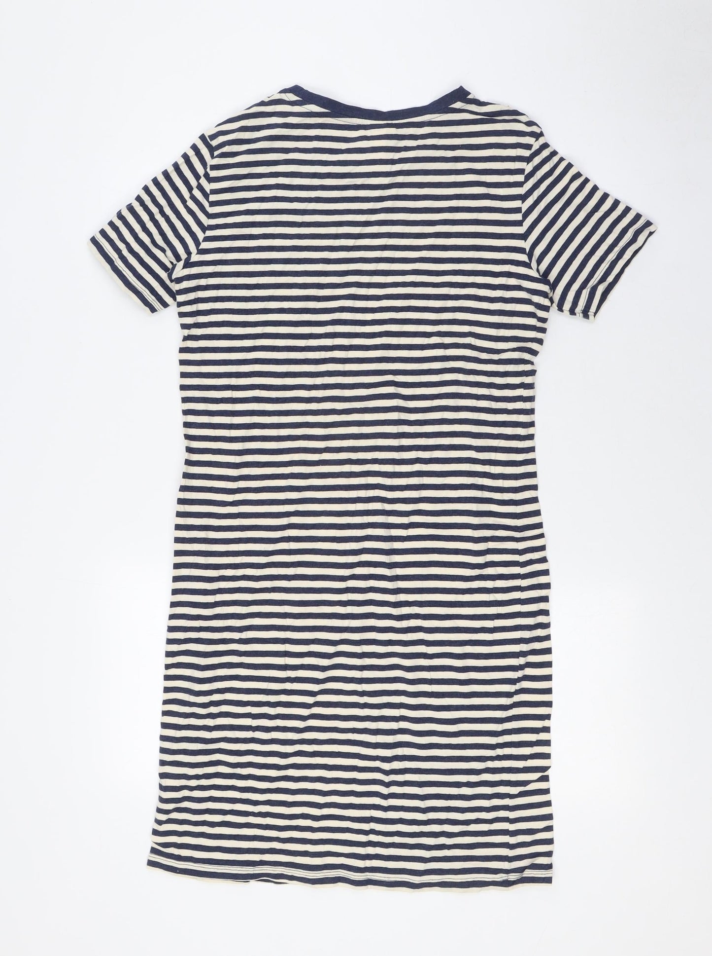 H&M Womens Blue Striped Cotton A-Line Size M Crew Neck