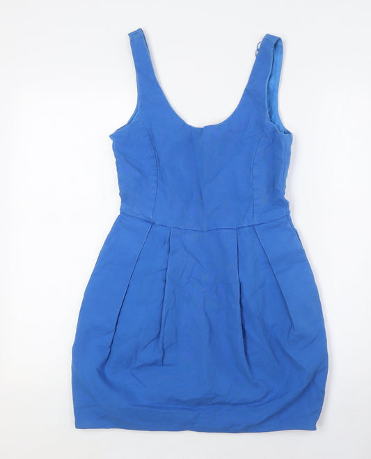 Zara Womens Blue Cotton A-Line Size M Scoop Neck