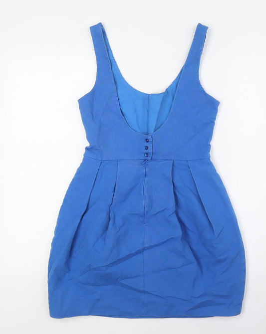 Zara Womens Blue Cotton A-Line Size M Scoop Neck