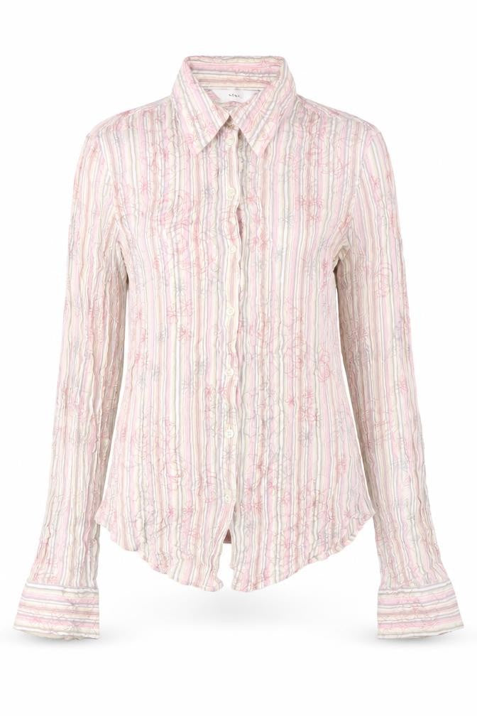 Next Womens Multicoloured Striped Cotton Basic Button-Up Size 12 Collared - Floral