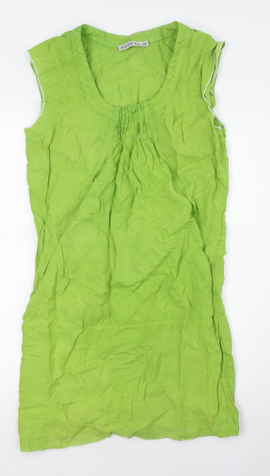 Kookai Womens Green Linen A-Line Size 10 Scoop Neck - Pockets