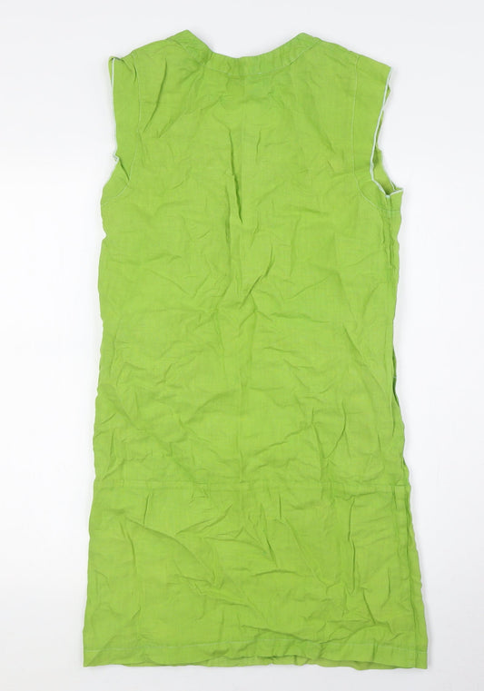 Kookai Womens Green Linen A-Line Size 10 Scoop Neck - Pockets