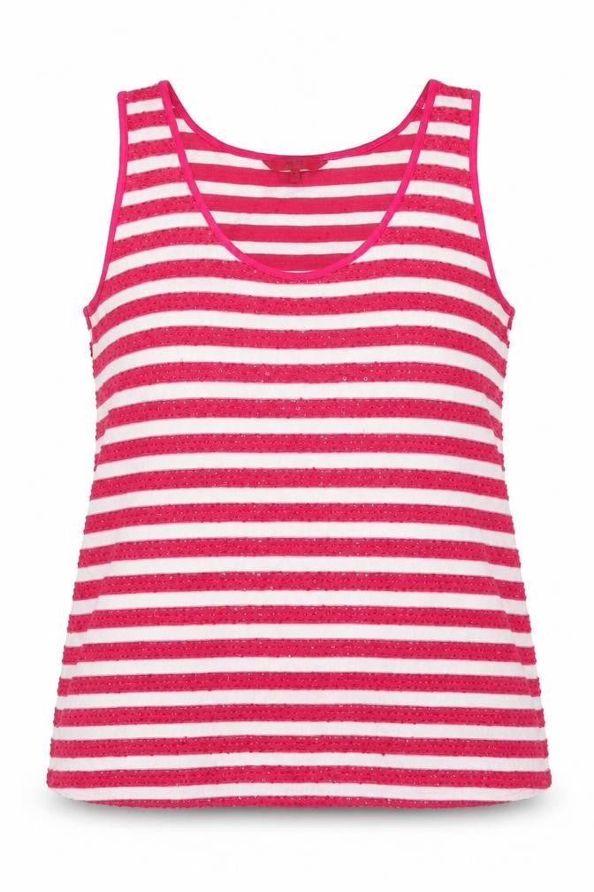 Next Womens Pink Striped Polyester Basic Button-Up Size 18 Round Neck - Sequins