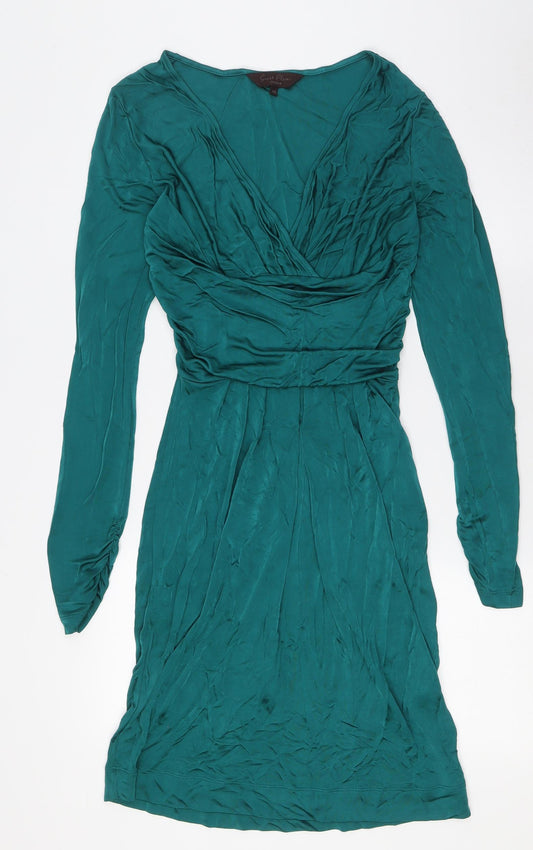 Great Plains Womens Green Viscose A-Line Size XS V-Neck Zip