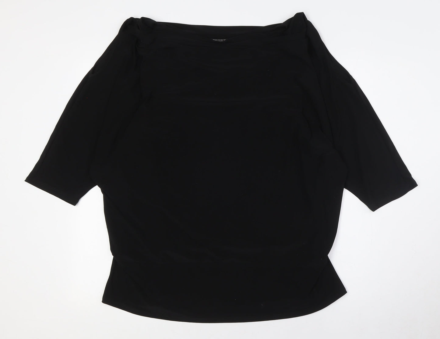 For Cynthia Womens Black Polyester Basic Button-Up Size XL Cowl Neck - Cold Shoulder