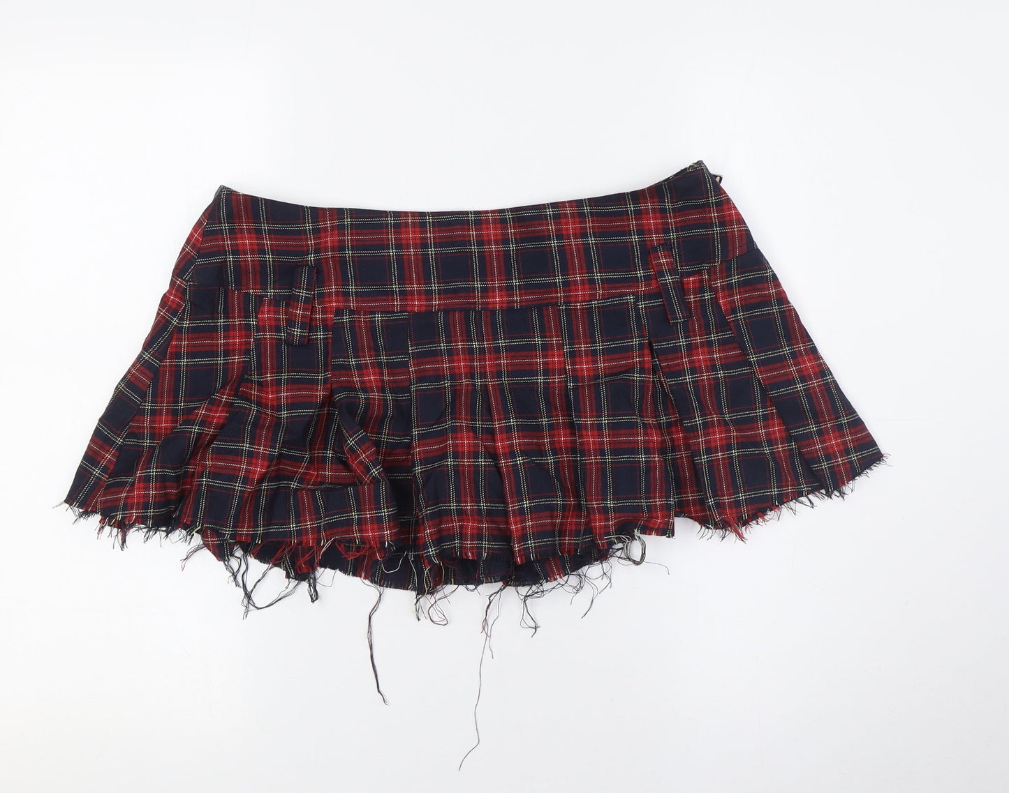 Urban Outfitters Womens Multicoloured Polyester A-Line Skirt Size L Zip - Tartan, Raw Hem