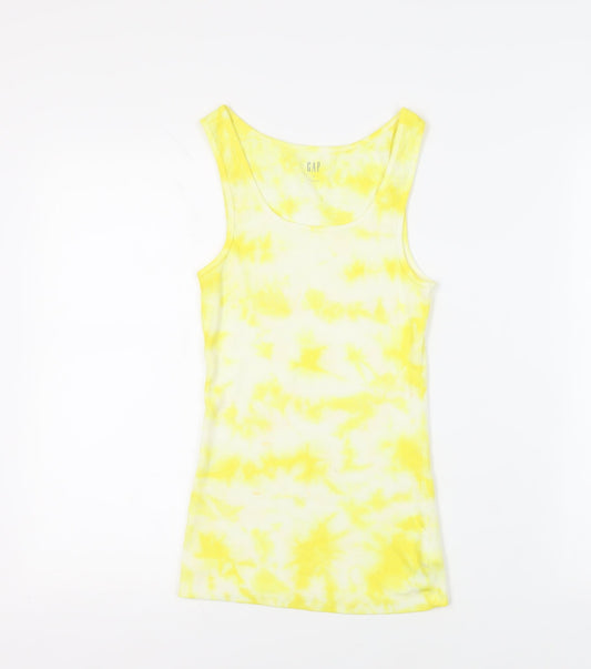 Gap Womens Yellow Cotton Basic Tank Size S Round Neck - Tie Dye