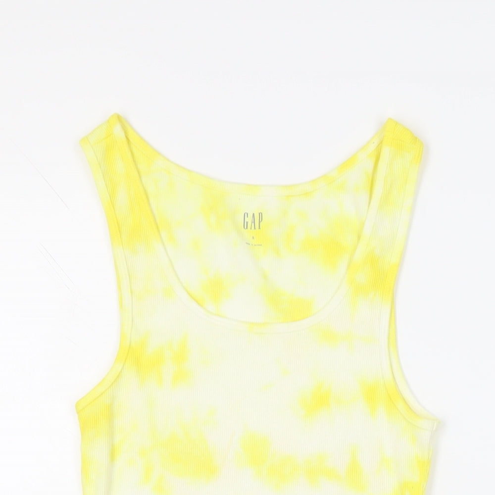 Gap Womens Yellow Cotton Basic Tank Size S Round Neck - Tie Dye