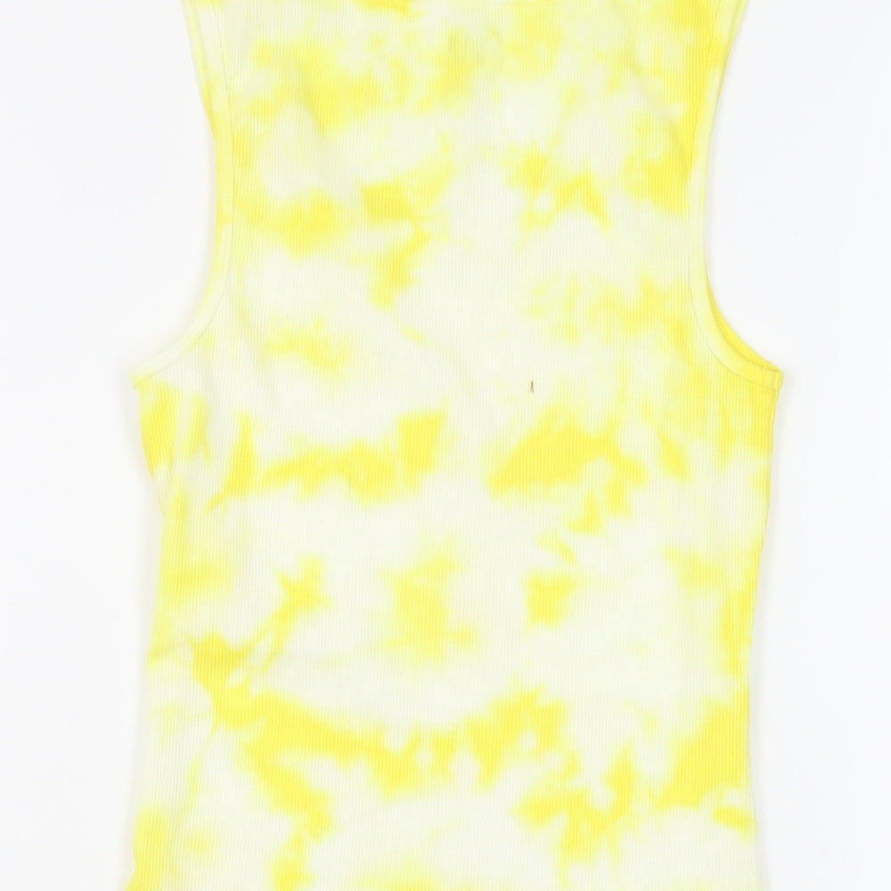 Gap Womens Yellow Cotton Basic Tank Size S Round Neck - Tie Dye