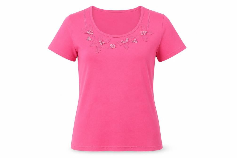 Womens UK Size 10 EWM Pink Cotton T-Shirt