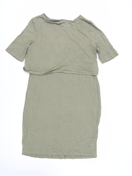 New Look Womens Green Viscose T-Shirt Dress Size 16 Round Neck Pullover - Maternity