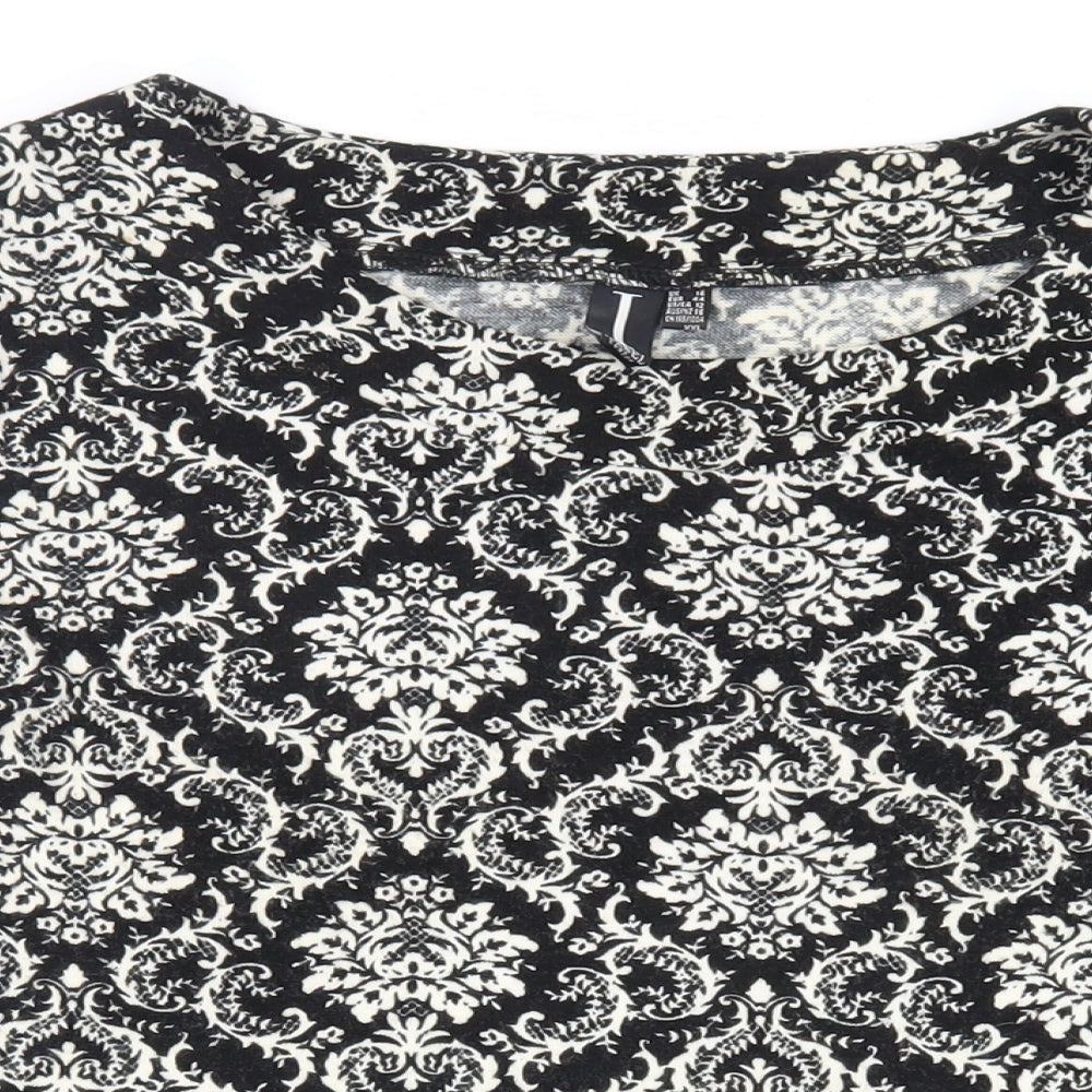 Izabel London Womens Black Paisley Acrylic Mini Size 16 Round Neck Pullover