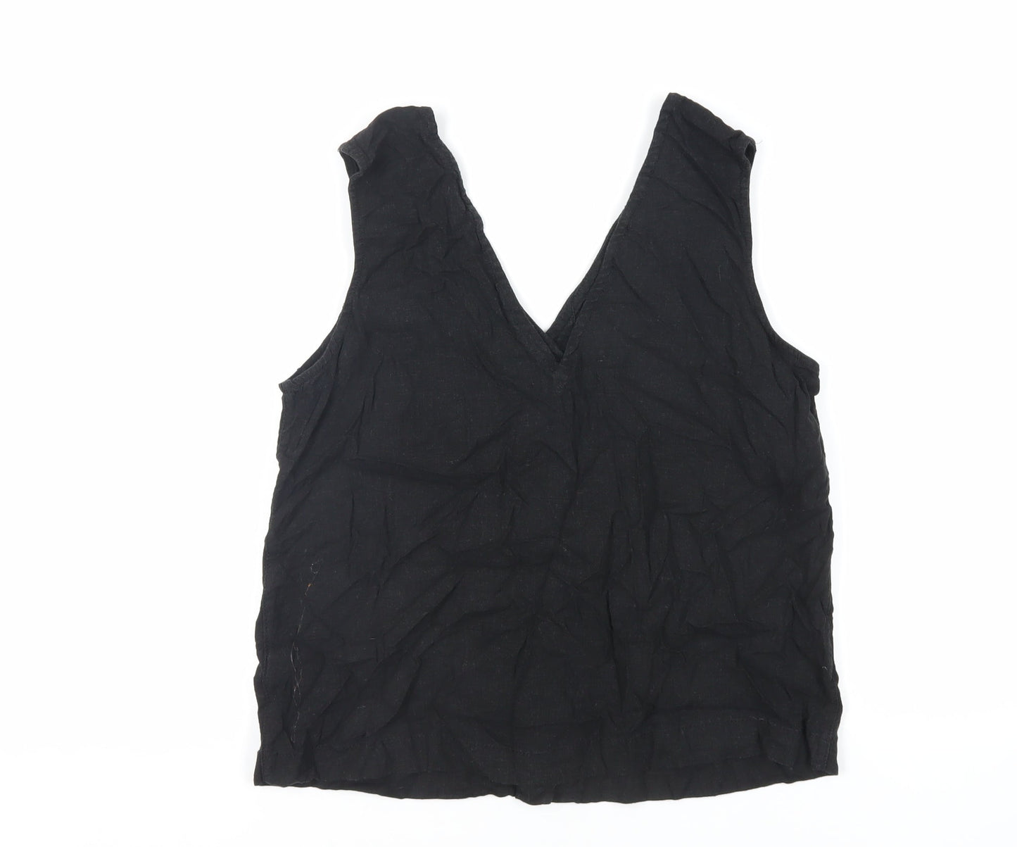 NEXT Womens Black Viscose Basic Button-Up Size 12 V-Neck