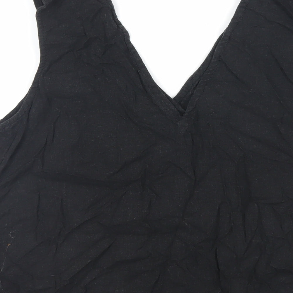 NEXT Womens Black Viscose Basic Button-Up Size 12 V-Neck