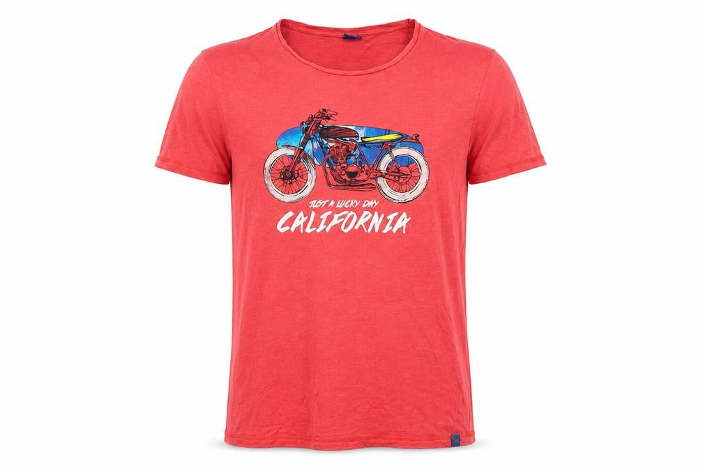 Springfield Mens Red Cotton T-Shirt Size S Crew Neck - California