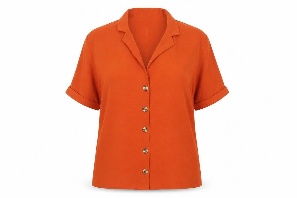 New Look Womens Brown Polyester Basic Button-Up Size 16 Collared