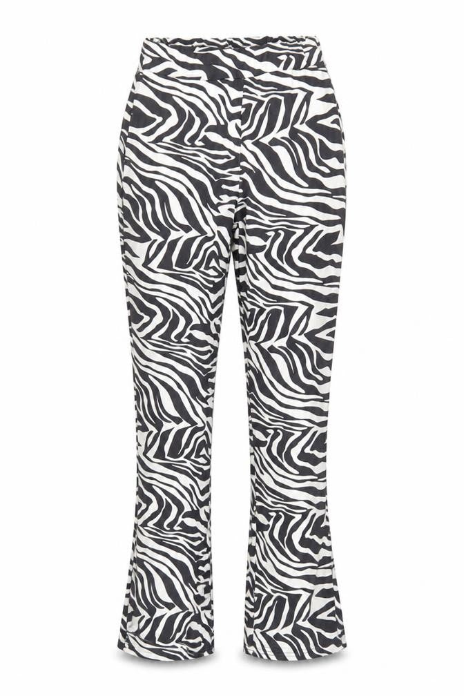 PRETTYLITTLETHING Womens Black Animal Print Polyester Trousers Size 6 L32 in Regular - Elasticated Waist