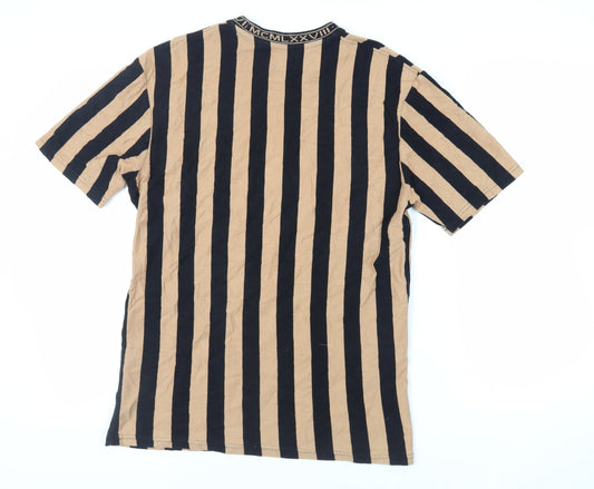 Topman Womens Black Striped Cotton Basic T-Shirt Size S Crew Neck