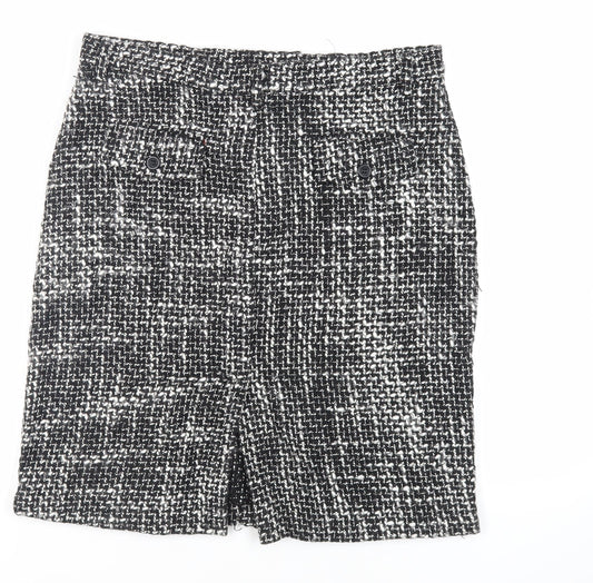 Roberto Celli Womens Black Acrylic Straight & Pencil Skirt Size 16 Zip