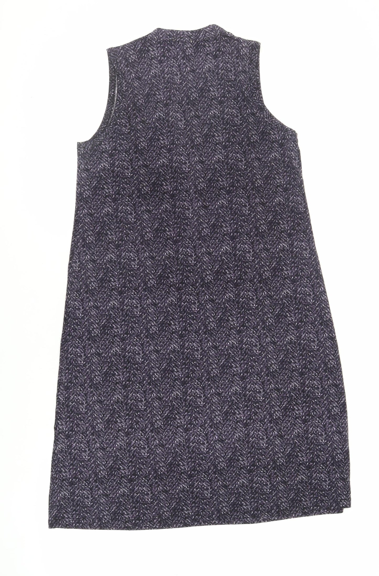 CREW Womens Purple Geometric Polyester A-Line Size S V-Neck Button