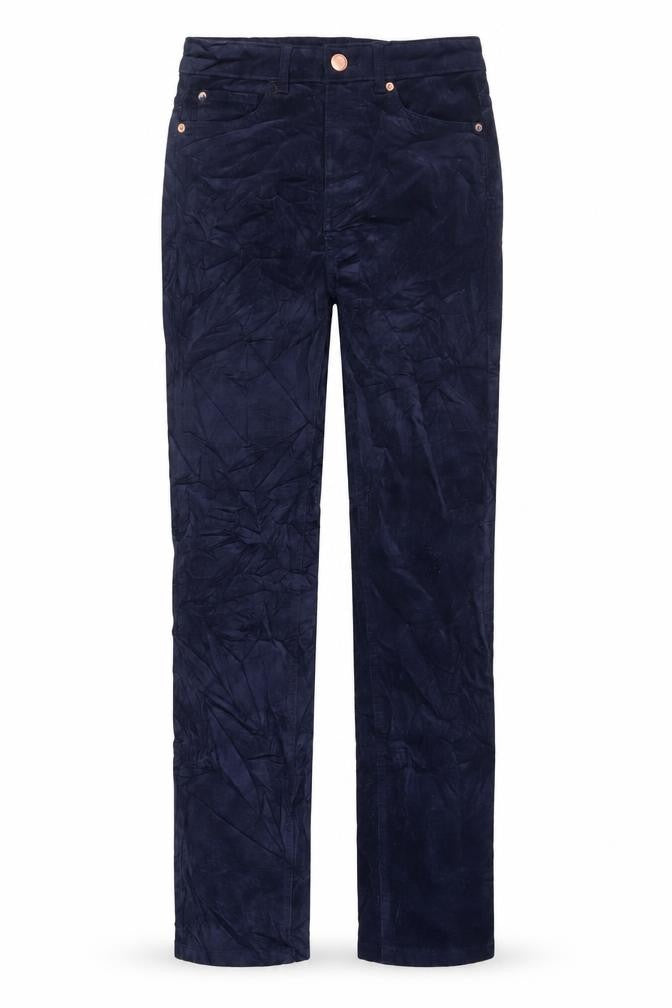 Marks & Spencer Womens Blue Cotton Trousers Size 8 L29 in Regular Zip