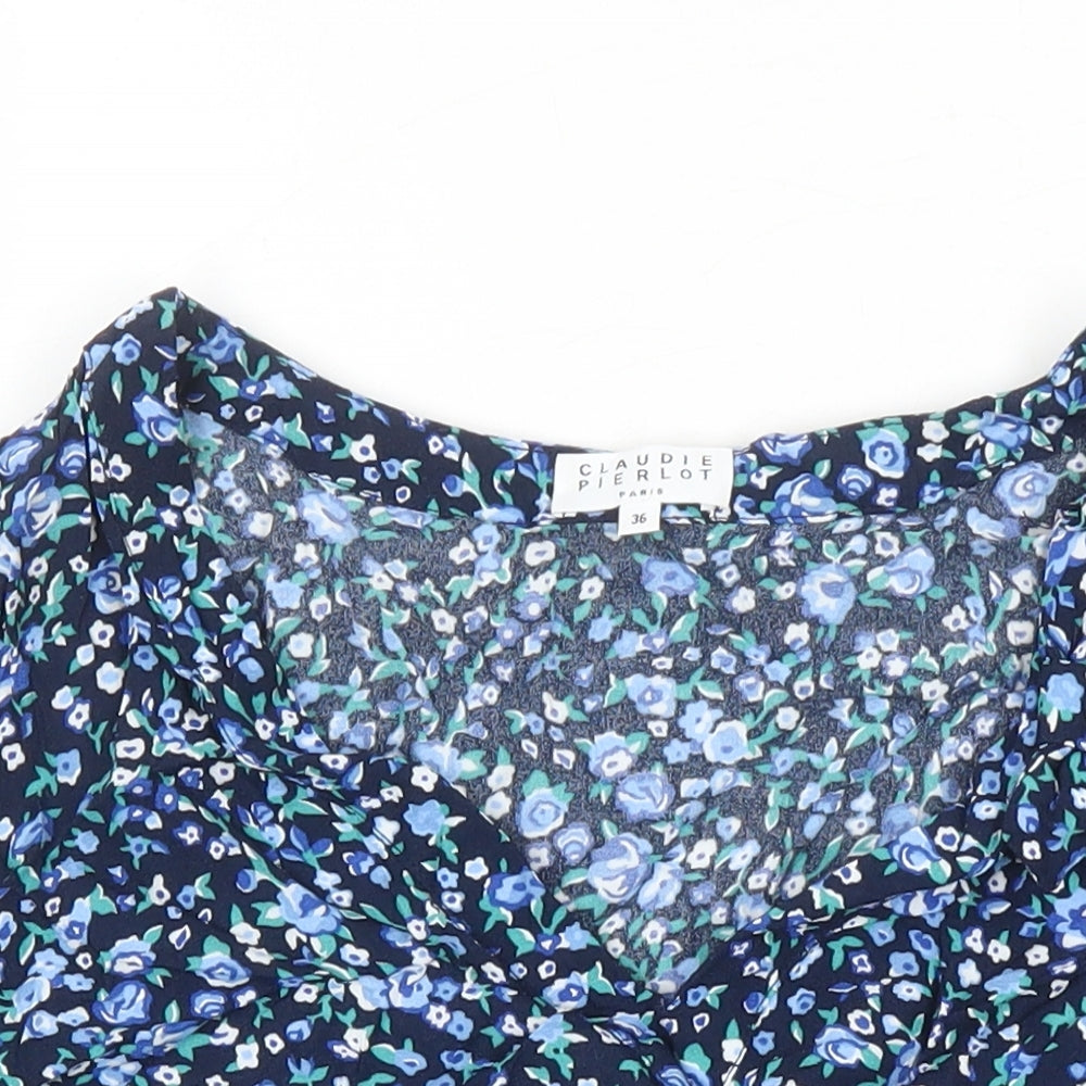 CLAUDIE PIERLOT Womens Multicoloured Floral Polyester Tunic Blouse Size 8 V-Neck