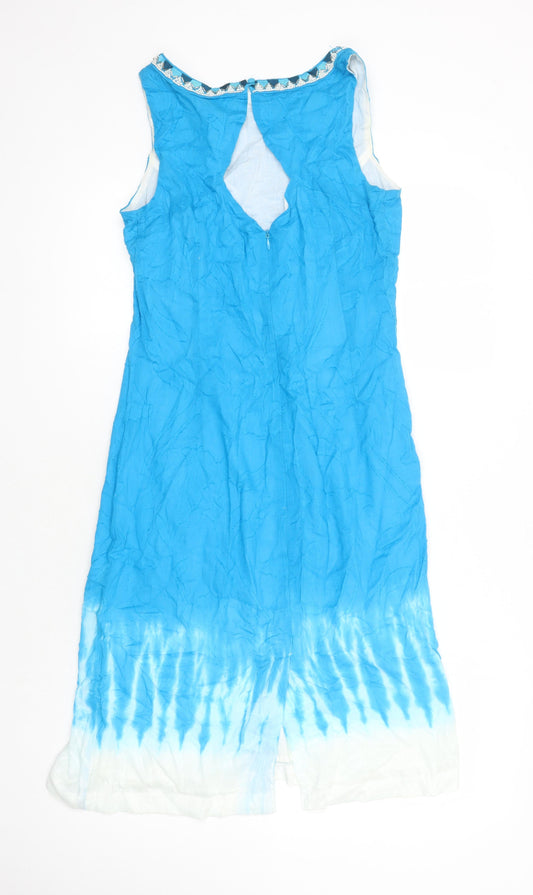 Roman Womens Multicoloured Tie Dye 100% Cotton Shift Size 10 Boat Neck