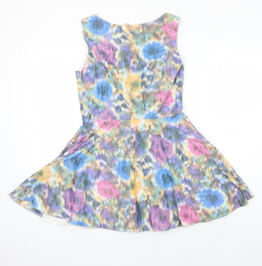 By Henry Holland Womens Multicoloured Floral Polyester Fit & Flare Size 12 Boat Neck