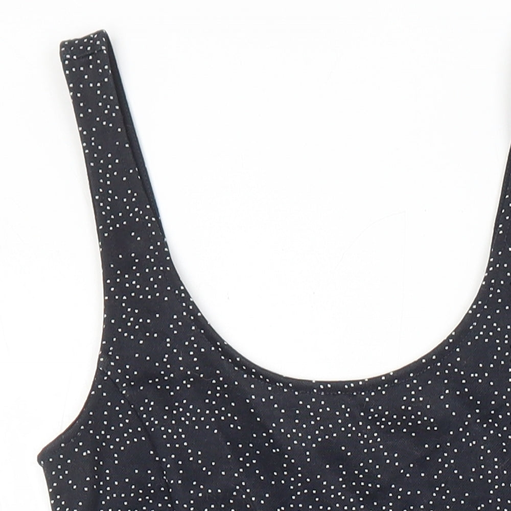 H&M Womens Black Geometric Polyester A-Line Size 6 Scoop Neck