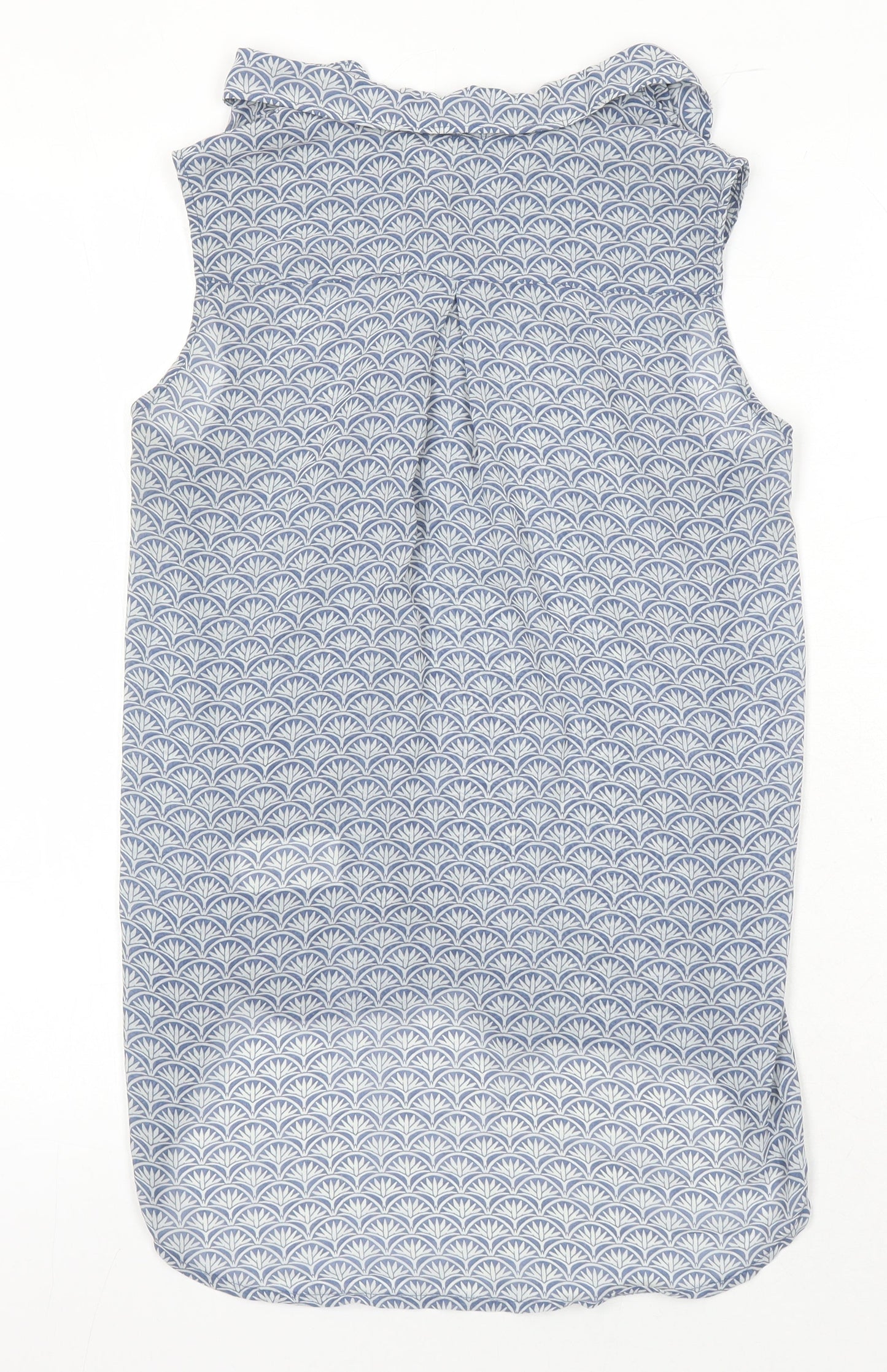 H&M Womens Blue Geometric Polyester Tunic Blouse Size 8 Collared