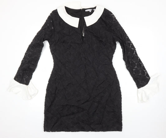 Millie Mackintosh Womens Black Polyester Shift Size 14 Collared