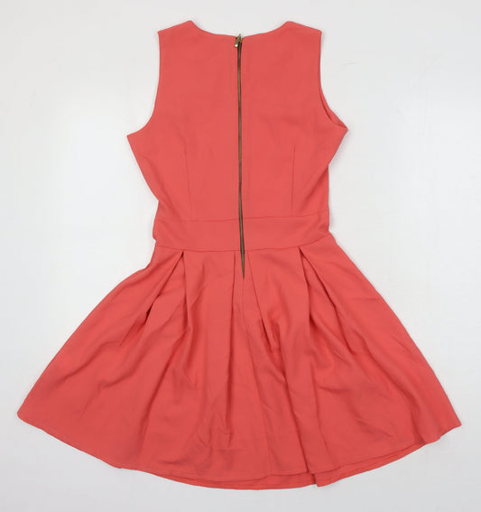 WalG Womens Orange Polyester A-Line Size S Round Neck