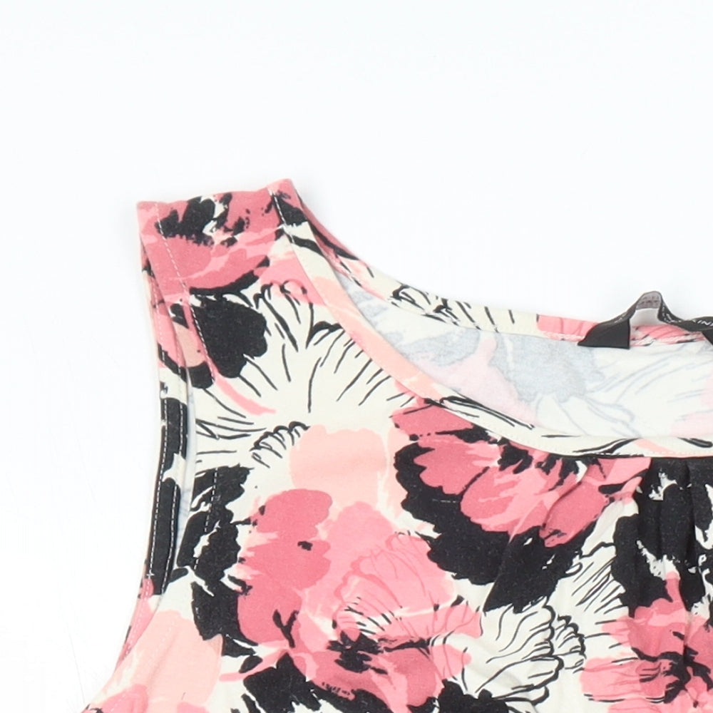 Dorothy Perkins Womens Multicoloured Floral Cotton Fit & Flare Size 18 Boat Neck