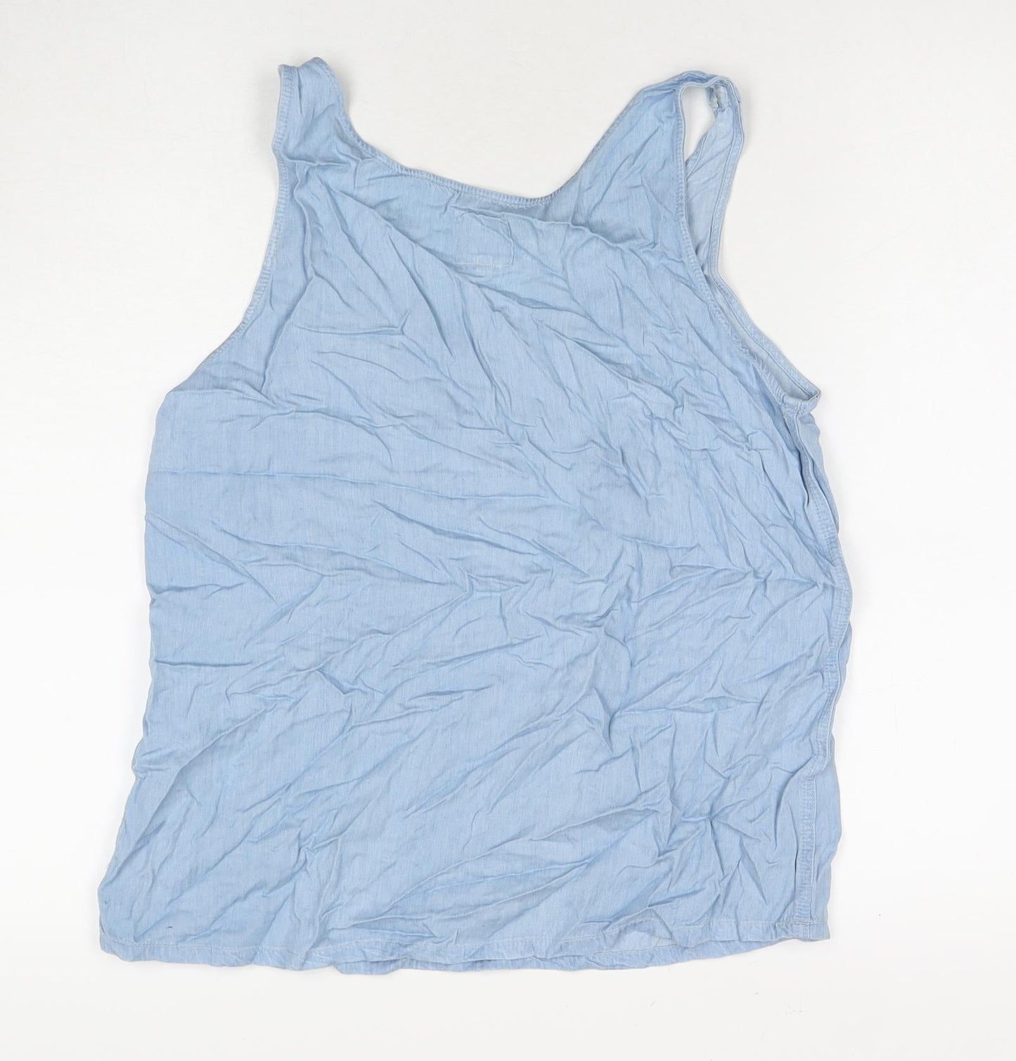 Selected Womens Blue Viscose Basic Tank Size 12 Round Neck