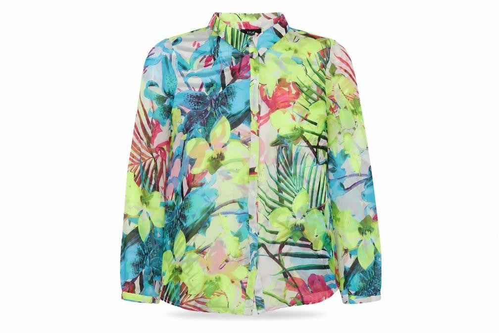 Ana Womens Multicoloured Floral Polyester Basic Button-Up Size XL Collared