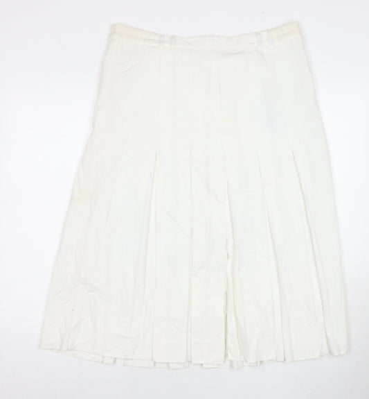 Vilonte Womens White Polyester A-Line Skirt Size 14 Zip