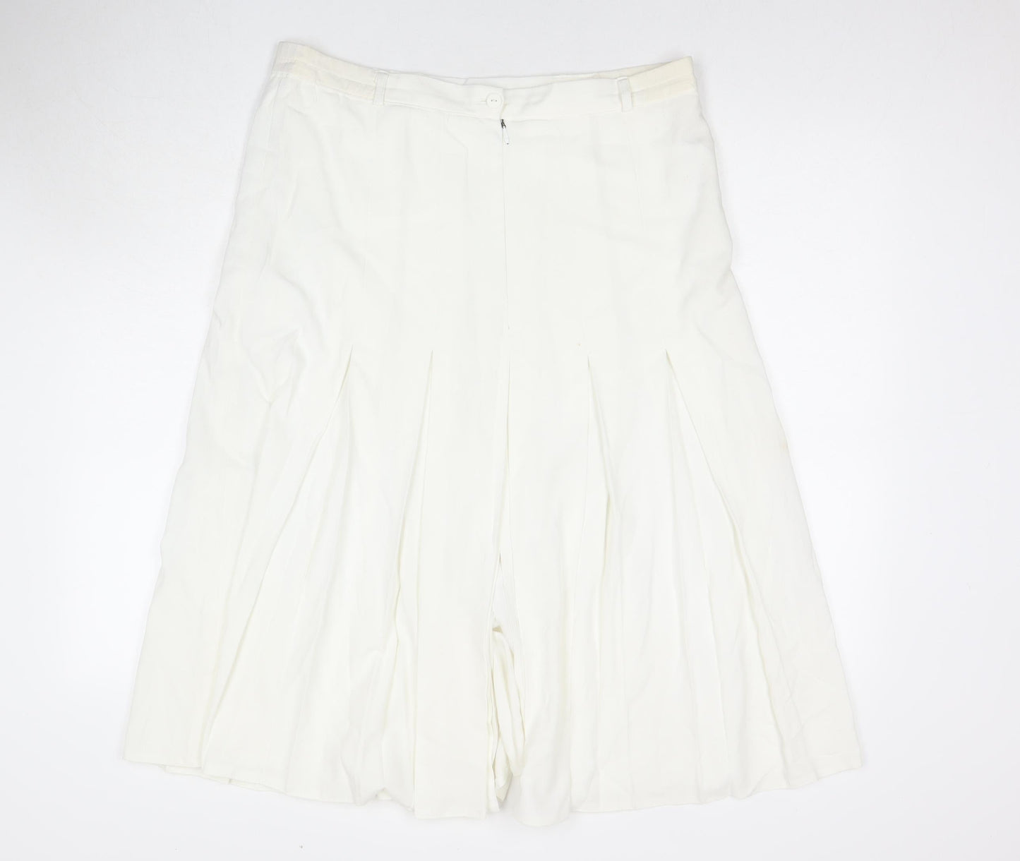 Vilonte Womens White Polyester A-Line Skirt Size 14 Zip