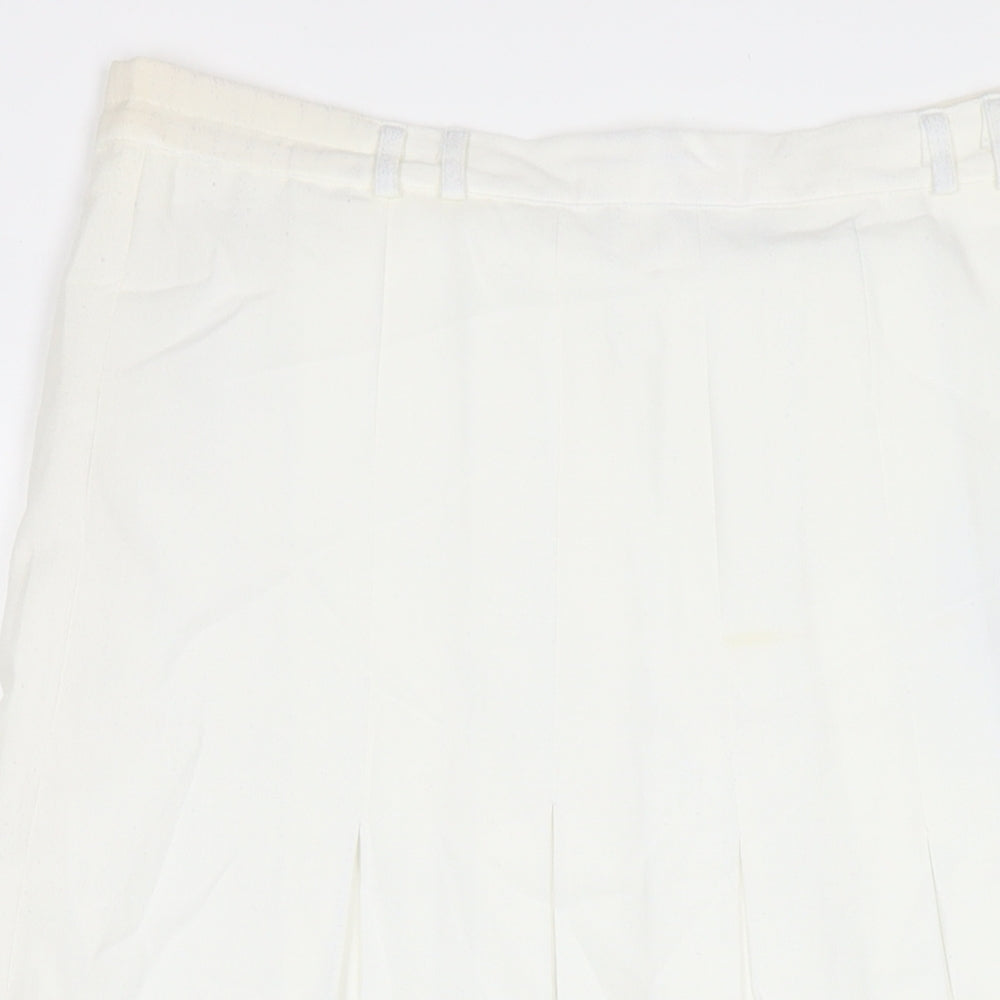Vilonte Womens White Polyester A-Line Skirt Size 14 Zip